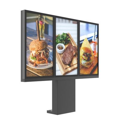 49-calowe cyfrowe tablice menu z napędem dla restauracji 3000 nitów połączone 3 ekrany na zewnątrz