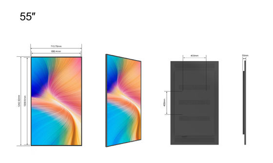 55 cali 3000cd/m2 Ultra-Thin Window Facing LCD Displays do reklamy w sklepach